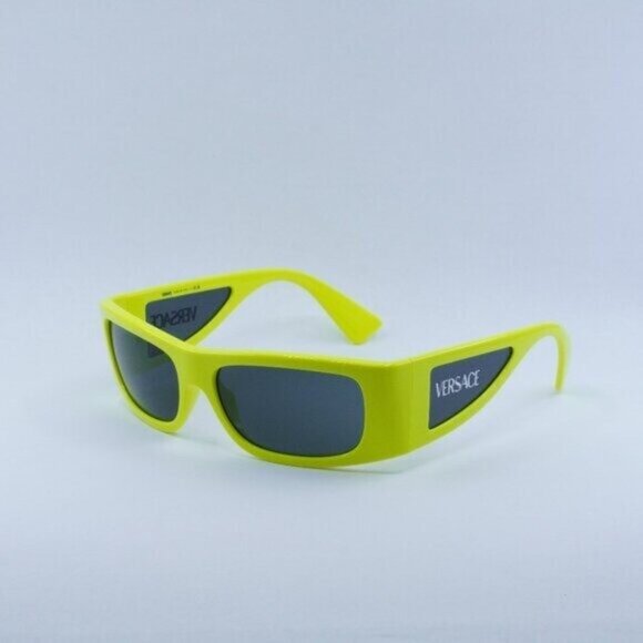 🕶️ New Versace VE4482 544987 Sunglasses - Yellow Frame Dark Grey Lenses